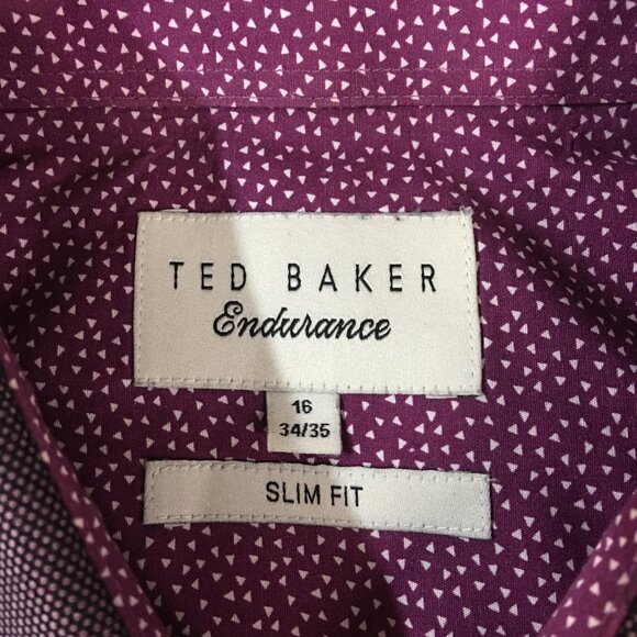 TED BAKER Dress Shirt Men's Size 16 34/35 Endurance Long Sleeve Button Slim Fit - Picture 3 of 8